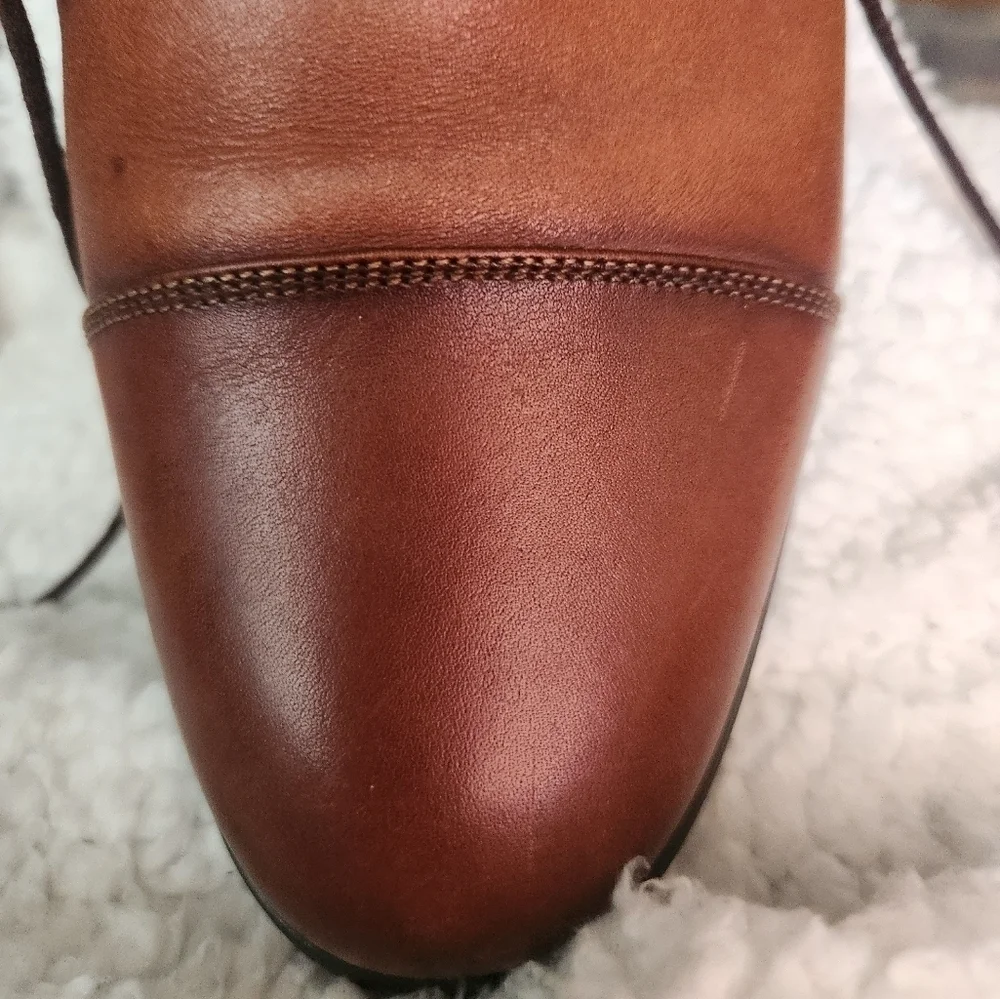 Florshein Cap Toe Dress Oxford SHOES Cognac Lace Up Size 9D Like NEW